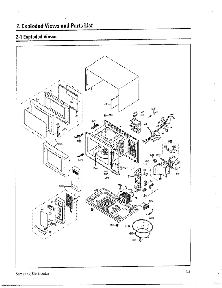 Microwave Oven Diagram and Parts List for MW5572W XAA Samsung Microwave