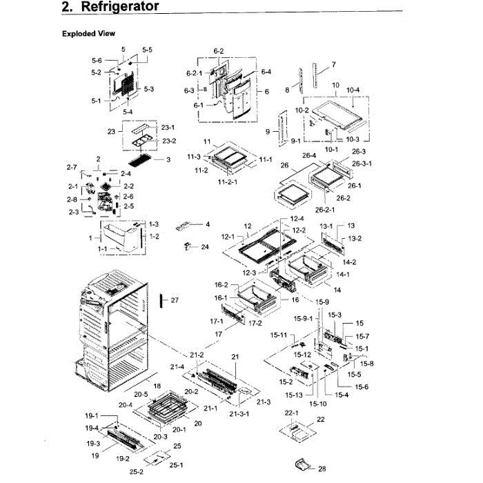 Refrigerator Diagram and Parts List for RF28JBEDBSG AA-06 Samsung Refrigerator
