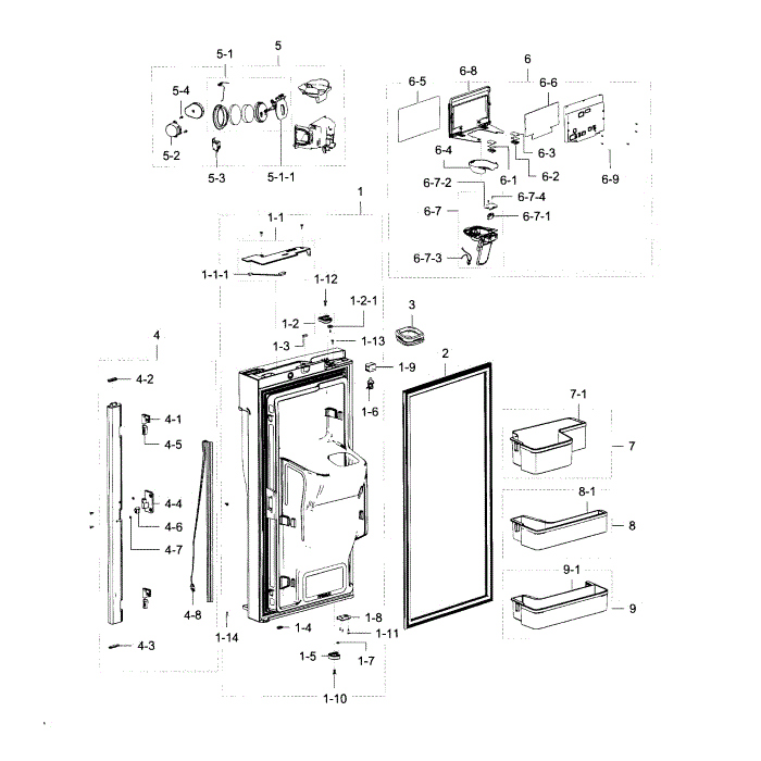 Fridge Door L Diagram and Parts List for RF23J9011SR AA-02 Samsung Refrigerator
