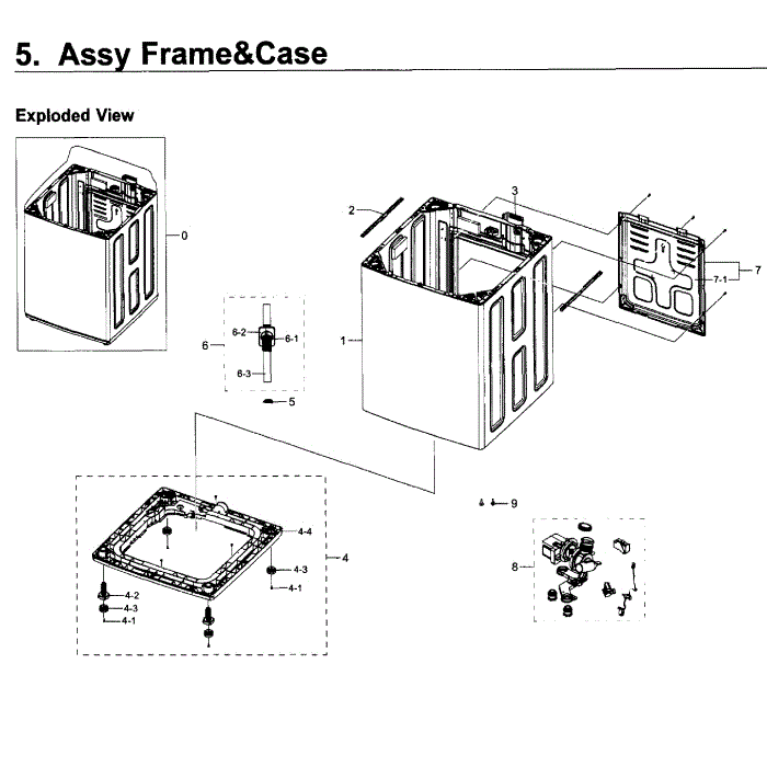Frame Diagram and Parts List for WA50K8600AV A2-11 Samsung Washer