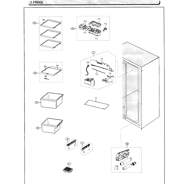 Refrigerator Diagram and Parts List for RS25J500DWW AA-01 Samsung Refrigerator