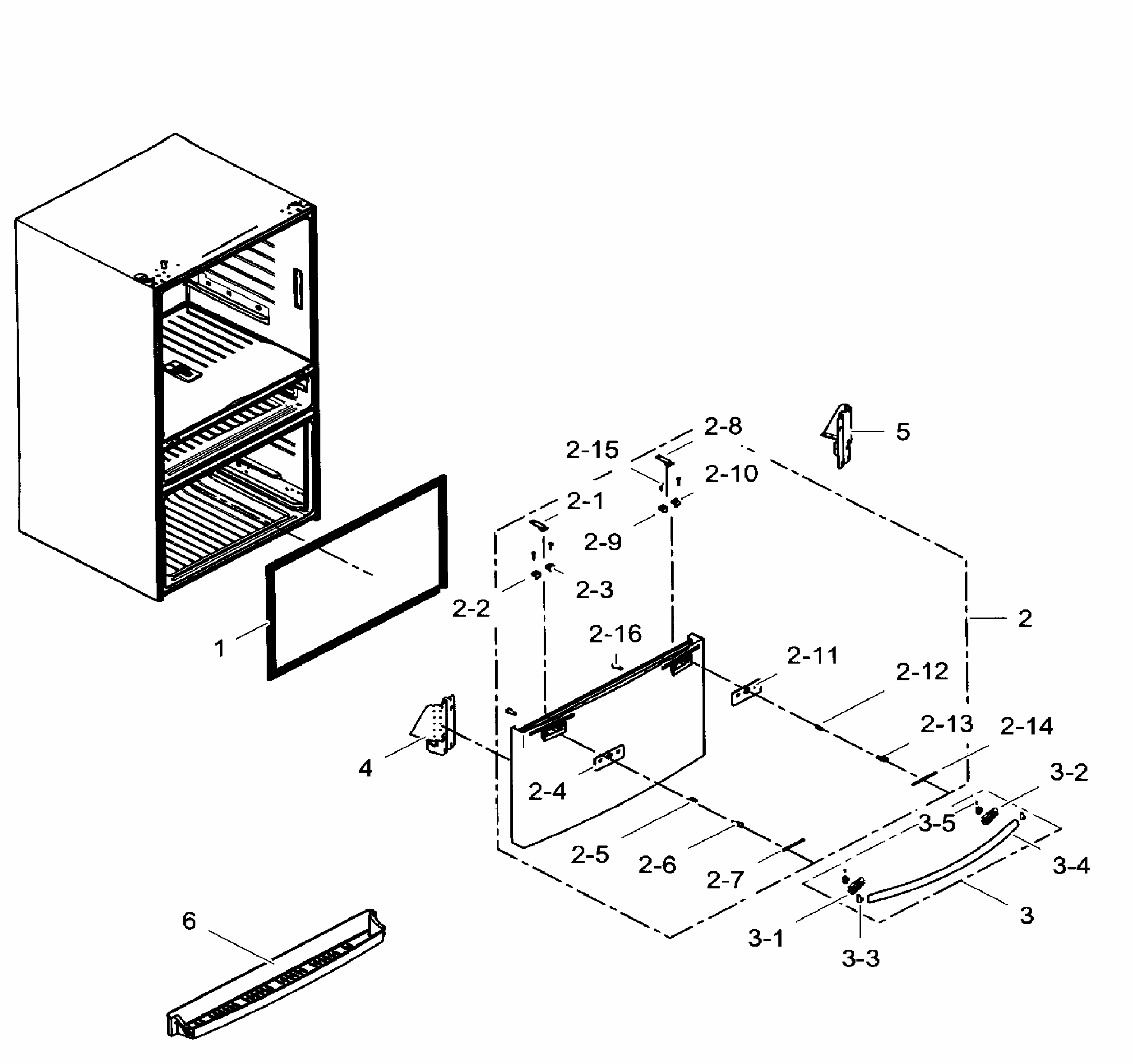 Freezer Door Diagram and Parts List for RF24FSEDBSR AA-0008 Samsung Refrigerator