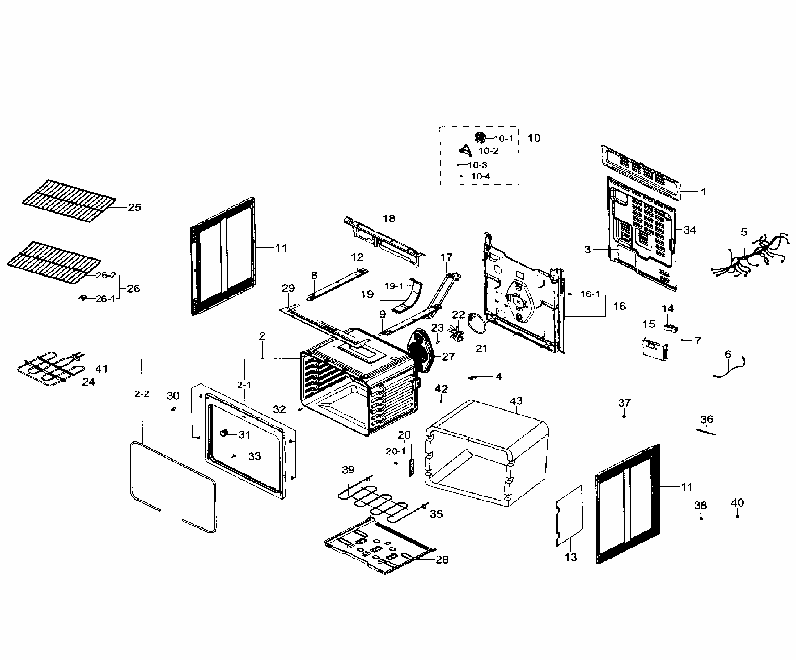 Main Section Diagram and Parts List for NE59J7630SW AA-0001 Samsung Range