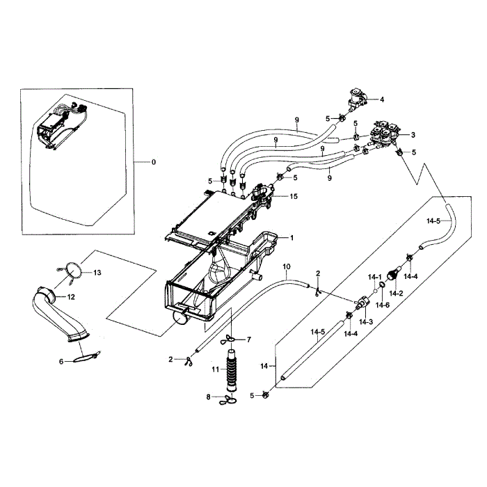 Drawer Housing Diagram and Parts List for WF393BTPAWR A1-01 Samsung Washer