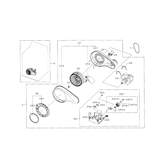 Motor Duct Diagram and Parts List for DV5471AGP XAA-03 Samsung Dryer