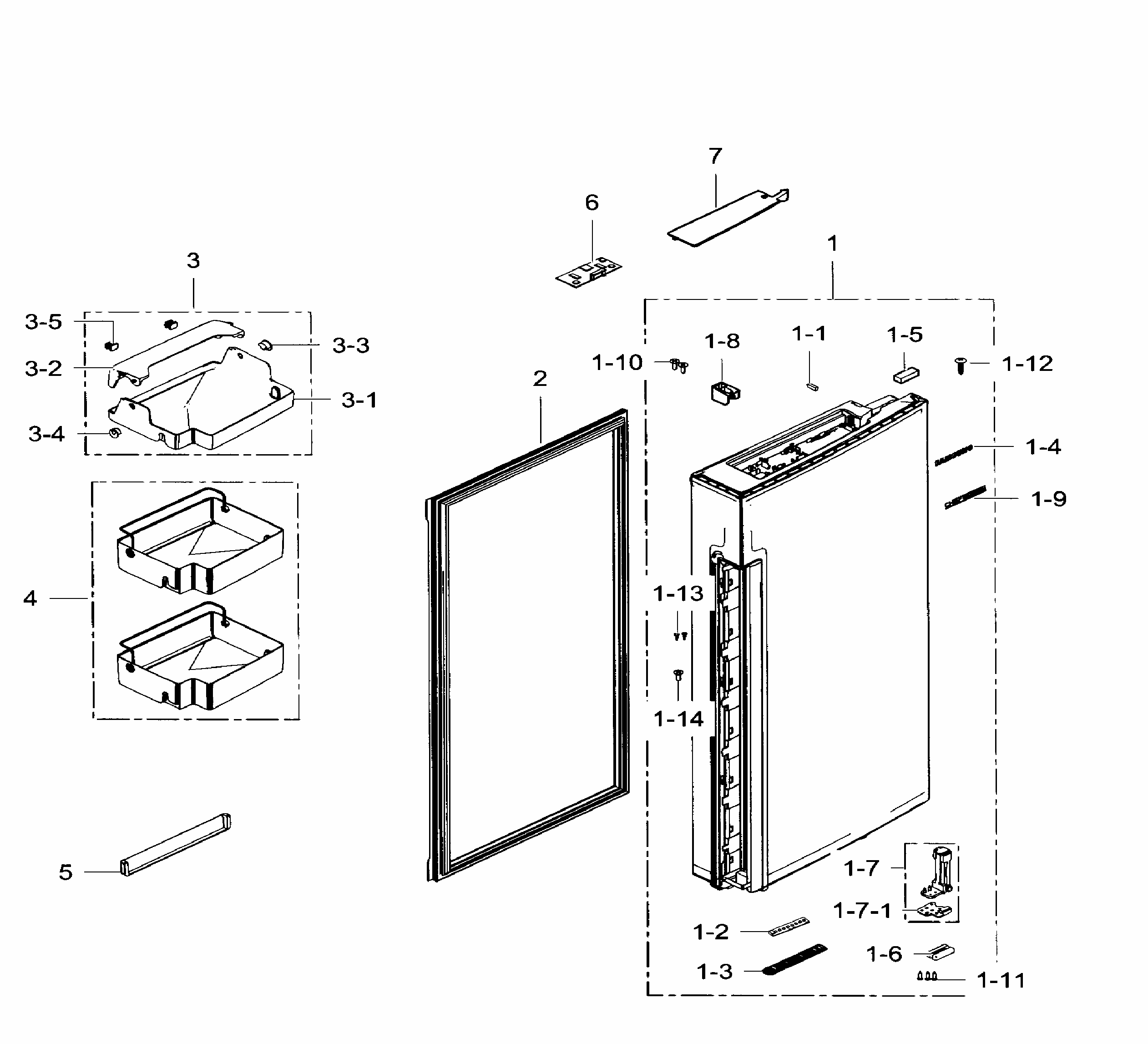 Fridge Door Right Diagram and Parts List for RF34H9960S4 AA-0002 Samsung Refrigerator