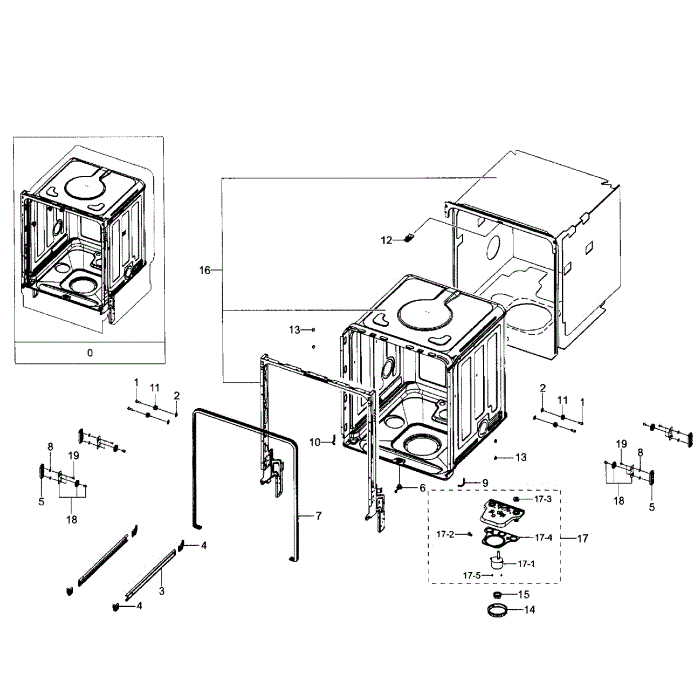 Tub Diagram and Parts List for DW80J7550US AA-01 Samsung Dishwasher
