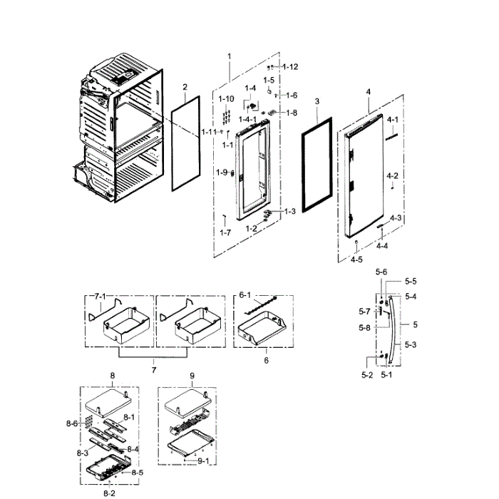 Right Door Diagram and Parts List for RF28JBEDBSG AA-04 Samsung Refrigerator