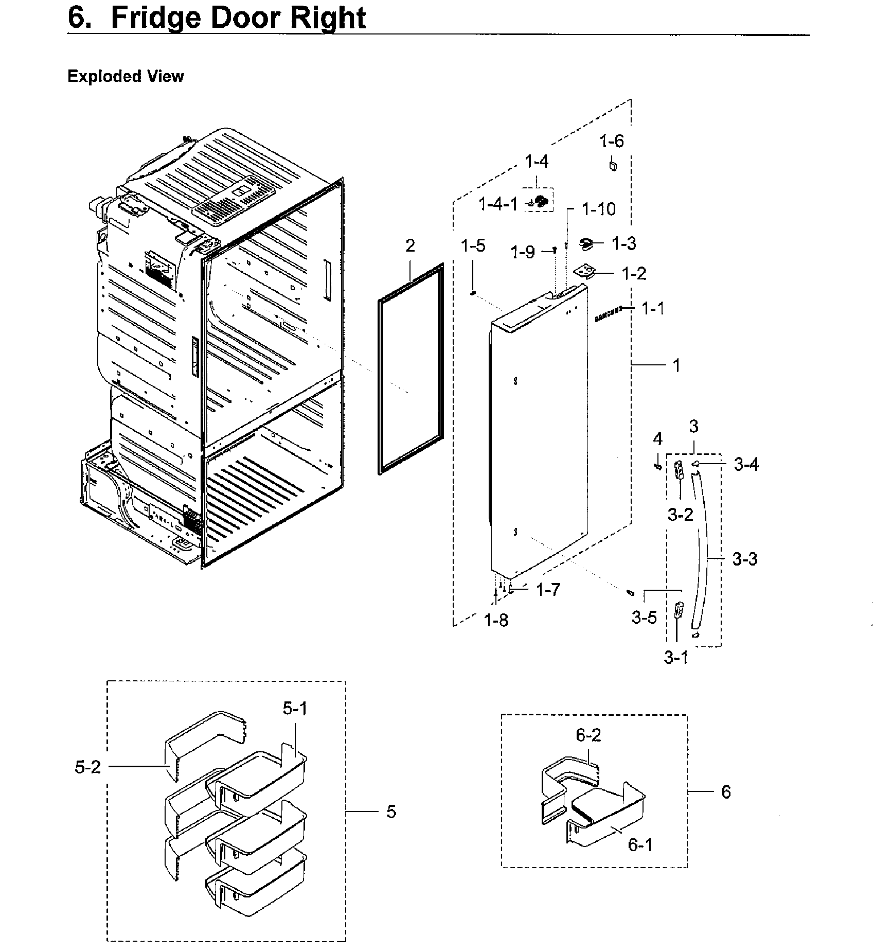 Fridge Door Rt Diagram and Parts List for RF23HCEDBWW AA-0010 Samsung Refrigerator