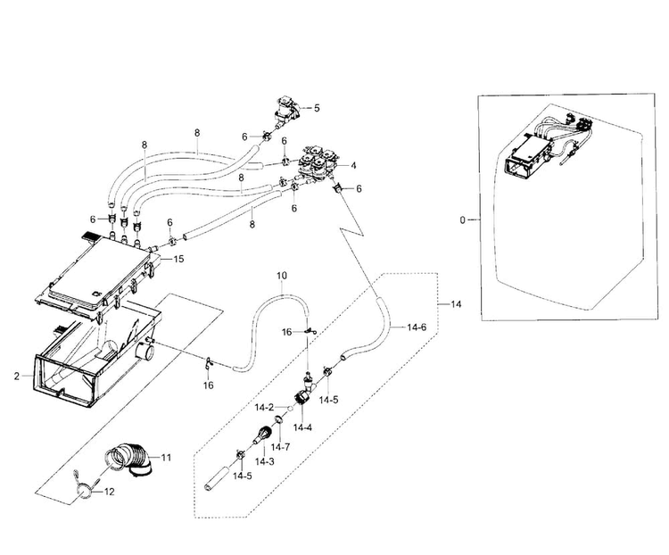 Housing Drawer Diagram and Parts List for WF520ABP XAA-0001 Samsung Washer