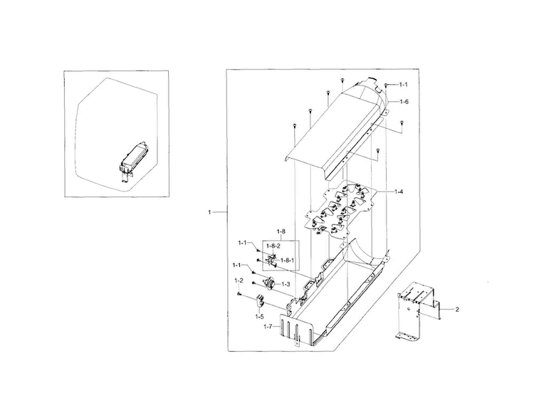 Duct Heater Diagram and Parts List for DV5471AEW XAA-0002 Samsung Dryer
