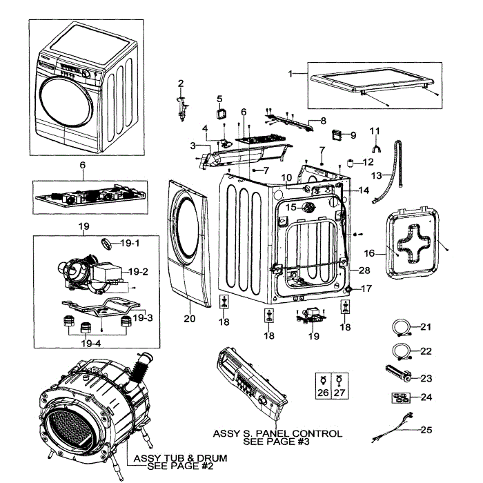 Cabinet Assembly Diagram and Parts List for WF317AAS XAA-00 Samsung Washer