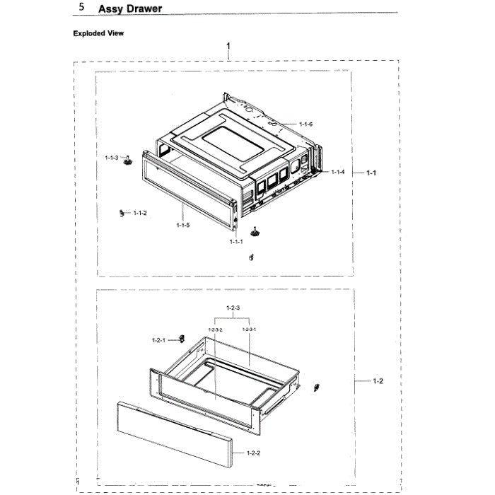 Drawer Diagram and Parts List for NE59K3310SB AA-00 Samsung Range