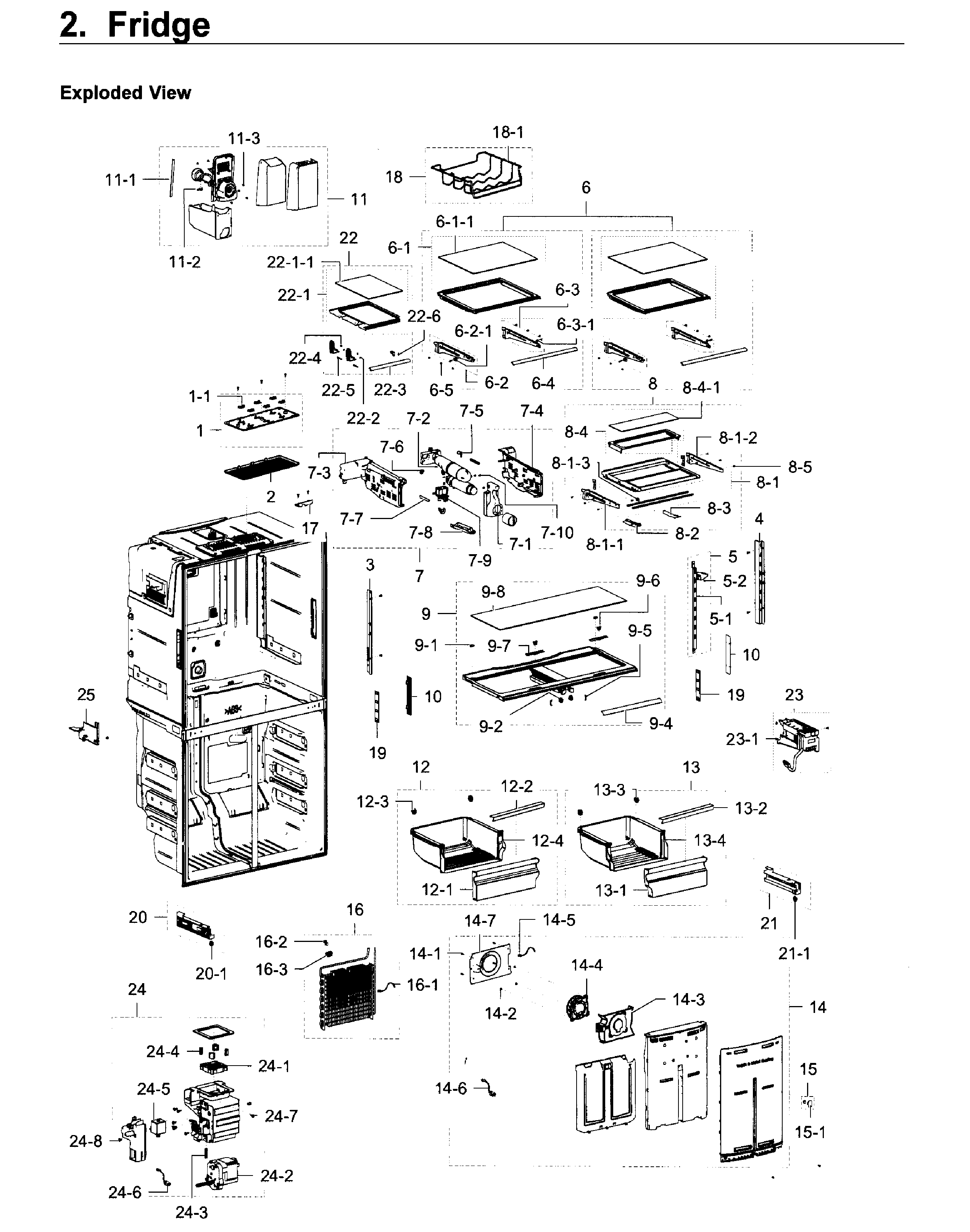 Fridge Diagram and Parts List for RF22K9581SR AA-0002 Samsung Refrigerator