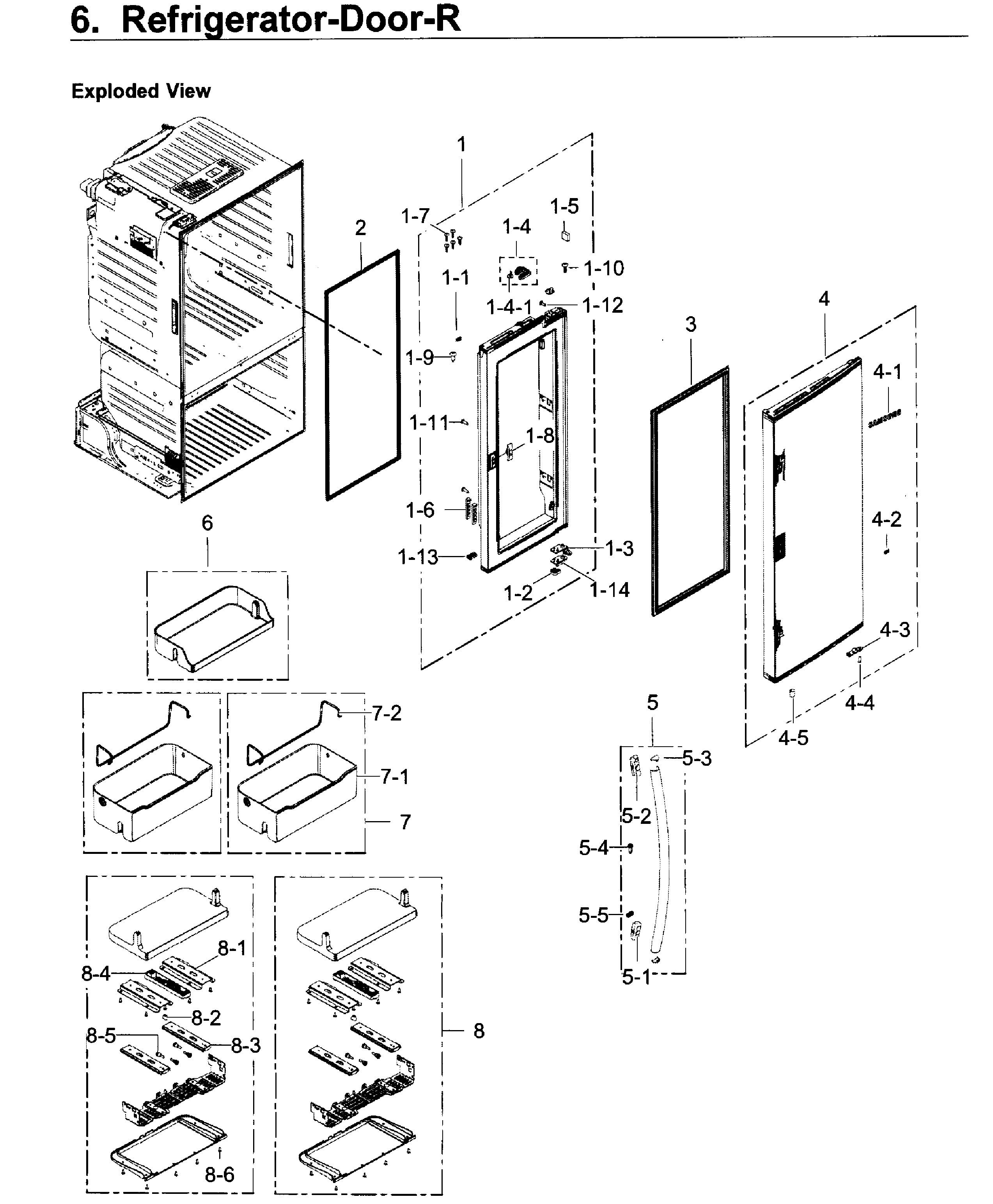 Fridge Door R Diagram and Parts List for RF22KREDBSG AA-0003 Samsung Refrigerator