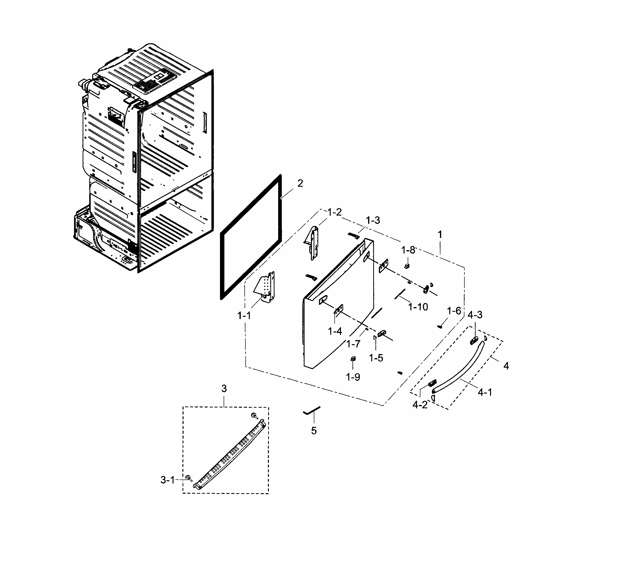 Freezer Door Diagram and Parts List for RF28HFEDTWW AA-0003 Samsung Refrigerator