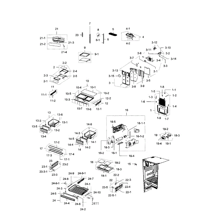 Fridge Diagram and Parts List for RFG293HARS XAA-02 Samsung Refrigerator