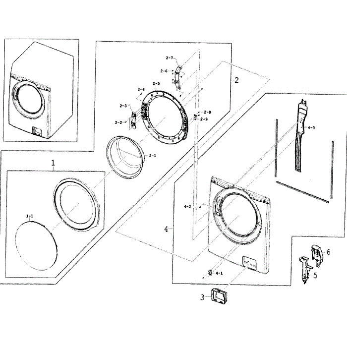 Door Diagram and Parts List for WF350ANW XAA-00 Samsung Washer