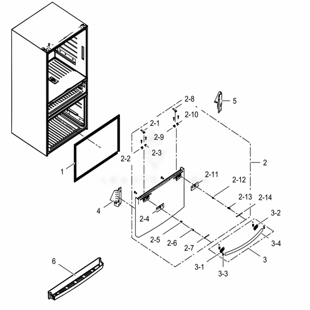 Freezer-Door Diagram and Parts List for RF24FSEDBSR (AA)(0004) Samsung Refrigerator