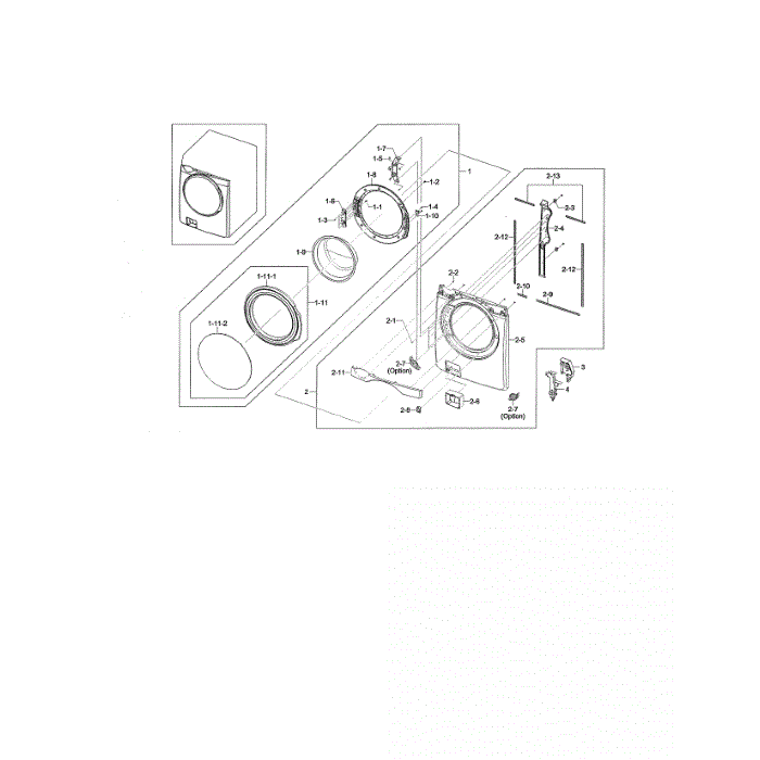 Frame Front And Door Diagram and Parts List for WF461ABP XAA-02 Samsung Washer