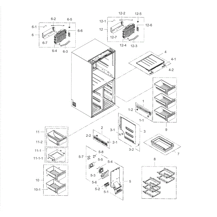 Freezer Diagram and Parts List for RF34H9960S4 AA-05 Samsung Refrigerator