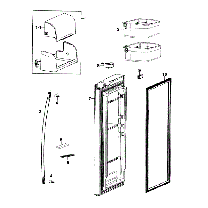Door Right Diagram and Parts List for RF267AEPN XAA-00 Samsung Refrigerator