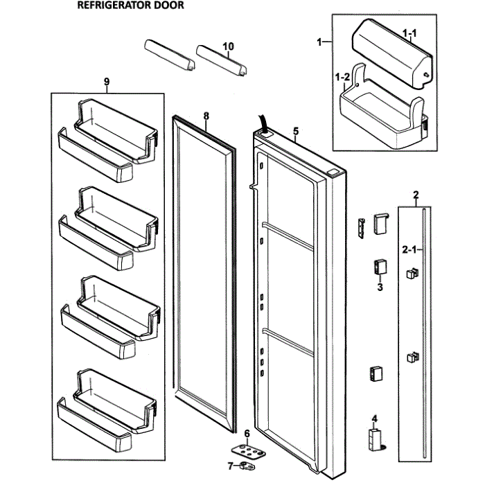 Right Door Diagram and Parts List for RS267LAWP XAA-00 Samsung Refrigerator