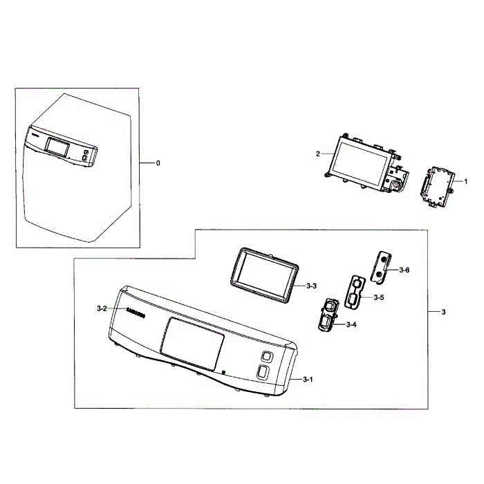 Control Panel Diagram and Parts List for DV457EVGSGR AA-0F Samsung Dryer