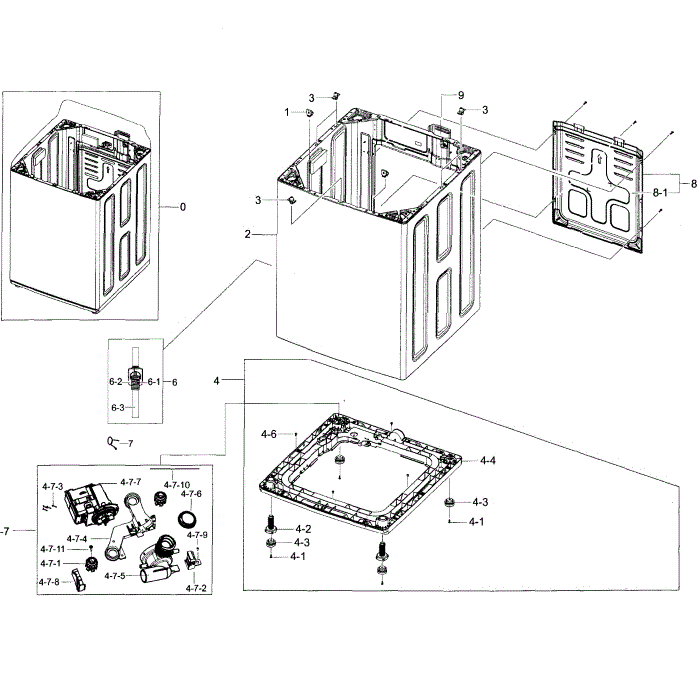 Frame Diagram and Parts List for WA45H7000AP A2-00 Samsung Washer