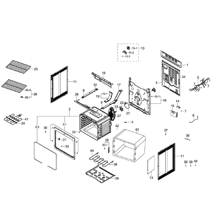 Main Assembly Diagram and Parts List for NE59J7630SS AA-00 Samsung Range