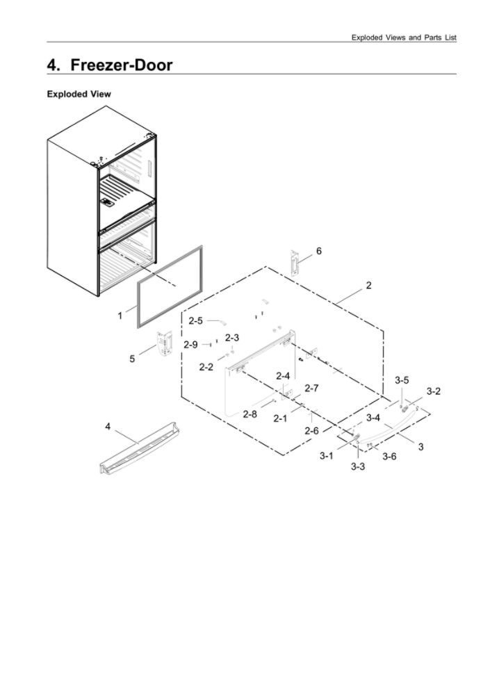 Freezer-Door Diagram and Parts List for RF28HMEDBSR AA-14 Samsung Refrigerator