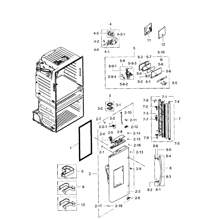 Left Door Diagram and Parts List for RF28JBEDBSG AA-00 Samsung Refrigerator