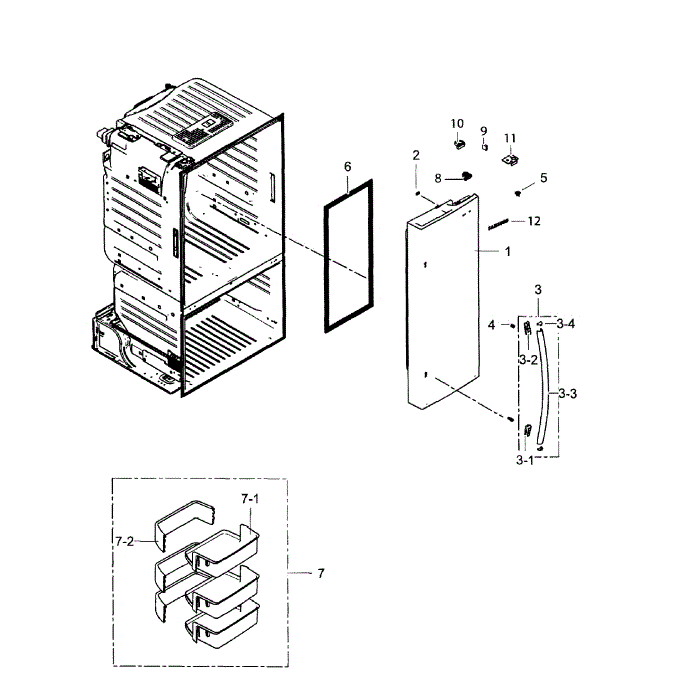 Right Door Diagram and Parts List for RF220NCTASR AA-01 Samsung Refrigerator
