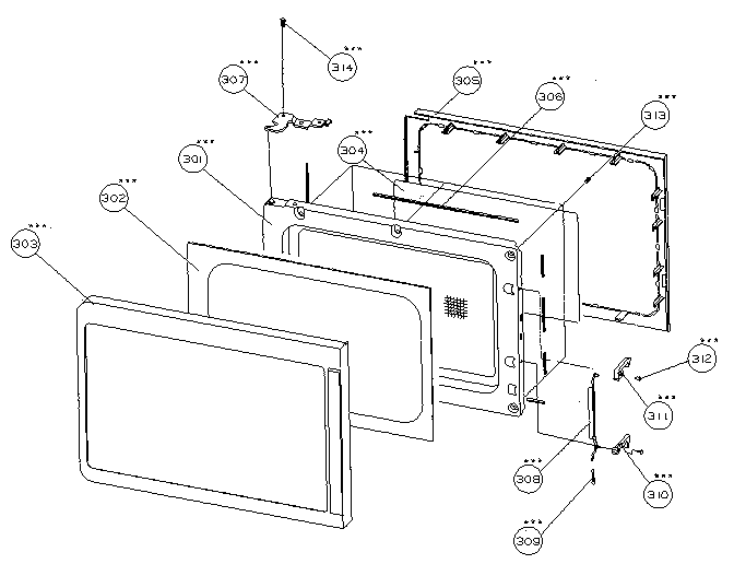 Door Diagram and Parts List for 4018934991  Kenmore Microwave