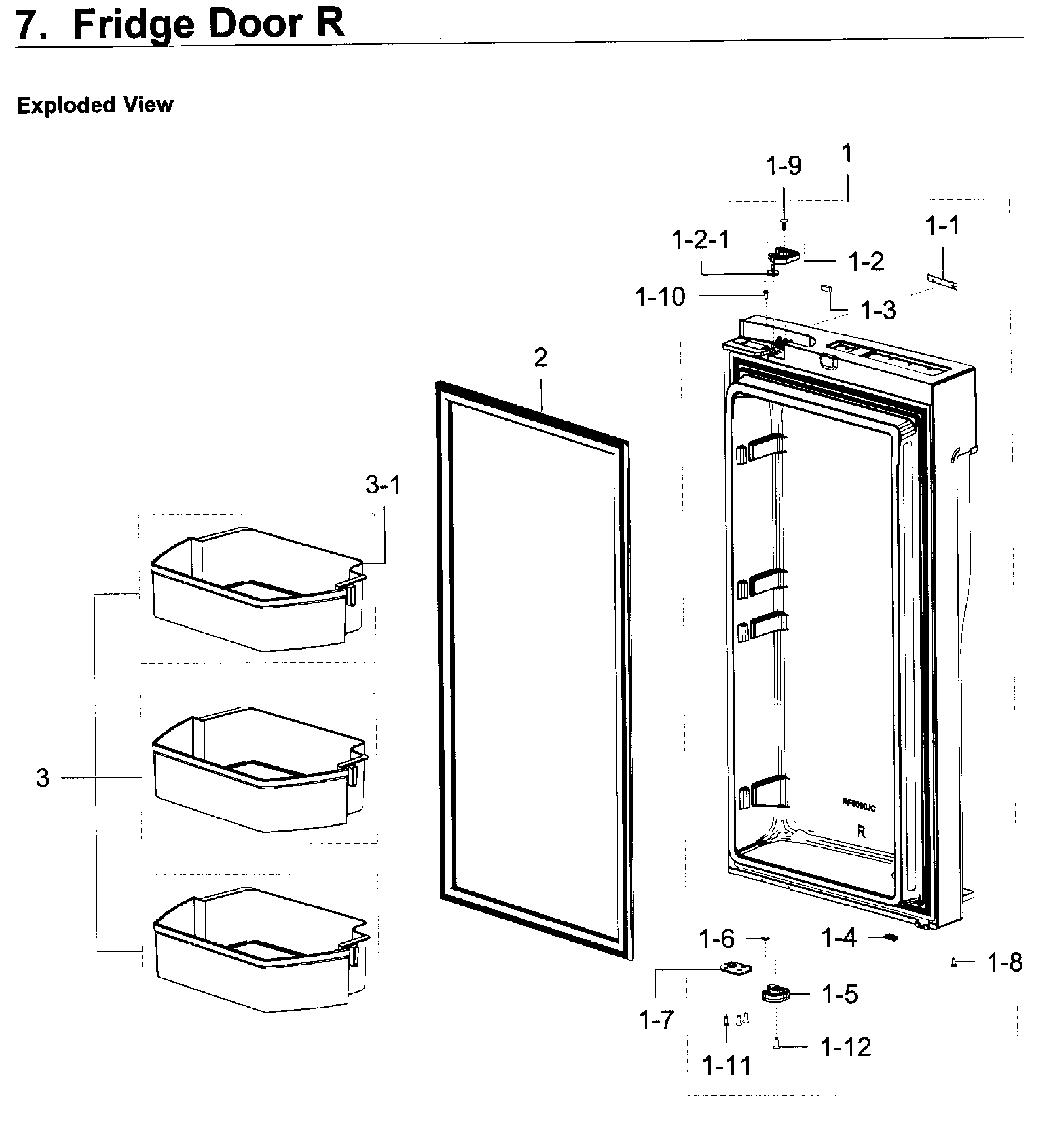 Fridge Door R Diagram and Parts List for RF23J9011SG AA-0006 Samsung Refrigerator