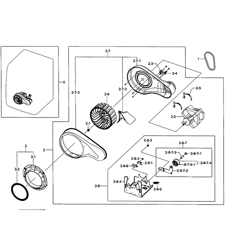 Motor Assy Diagram and Parts List for DV455EVGSWR AA-000F Samsung Dryer