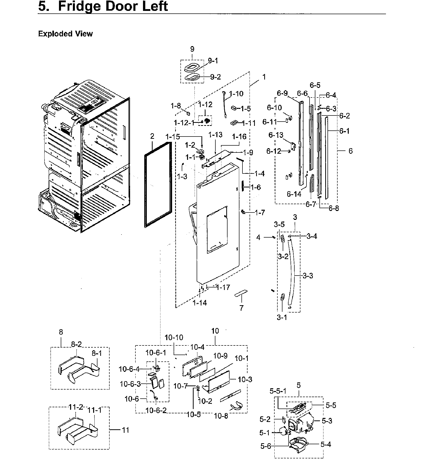 Fridge Door Lt Diagram and Parts List for RF23HCEDBWW AA-0011 Samsung Refrigerator
