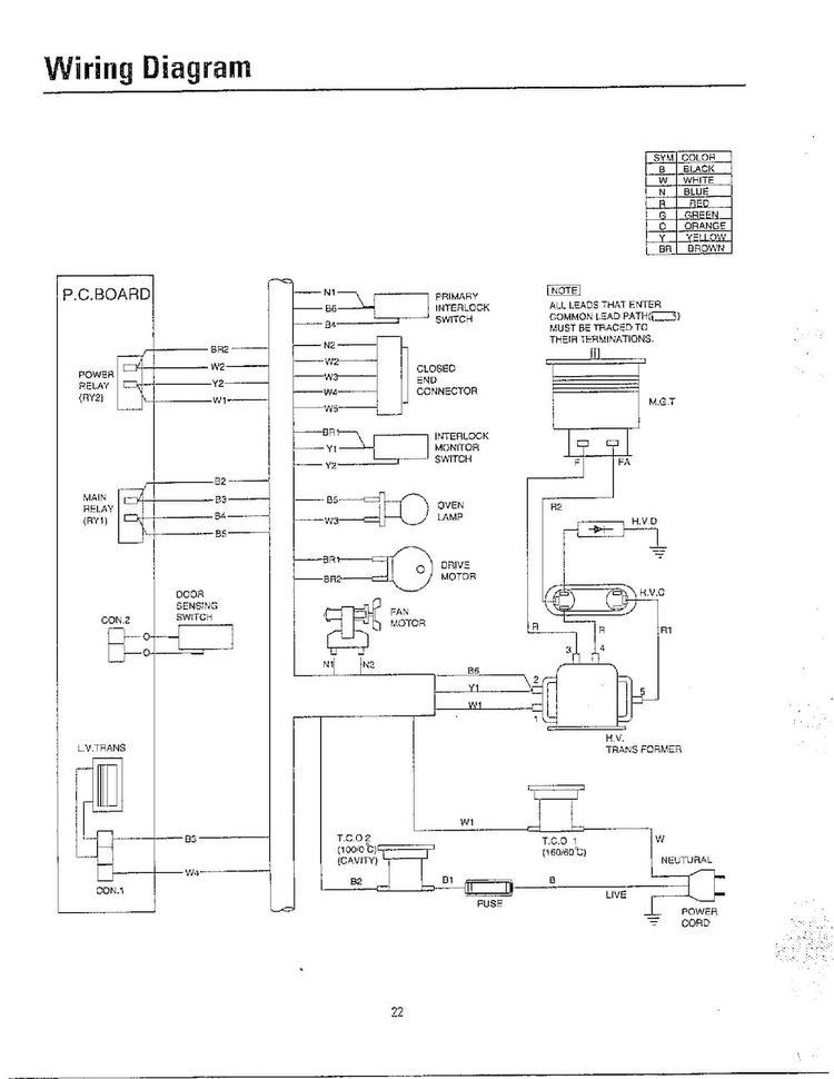 Wiring Diagram Diagram and Parts List for MW3580T XAA Samsung Microwave