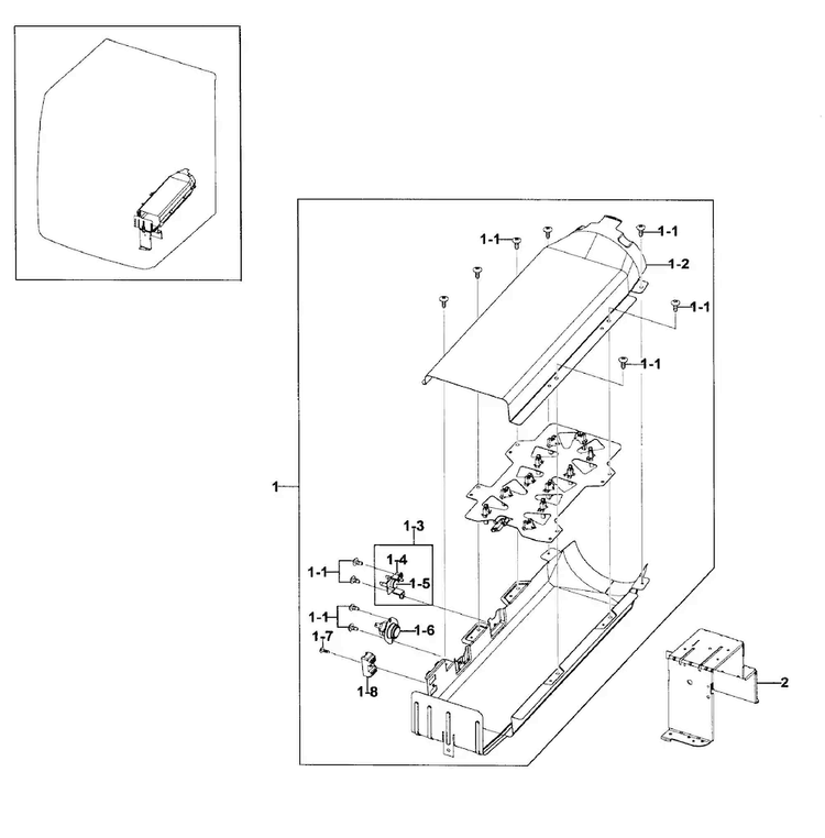 Heater Assy Diagram and Parts List for DV511AER XAA-0000 Samsung Dryer