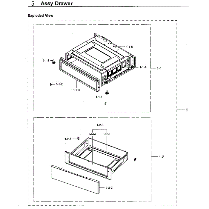 Drawer Diagram and Parts List for NE59M4320SS AA-00 Samsung Range