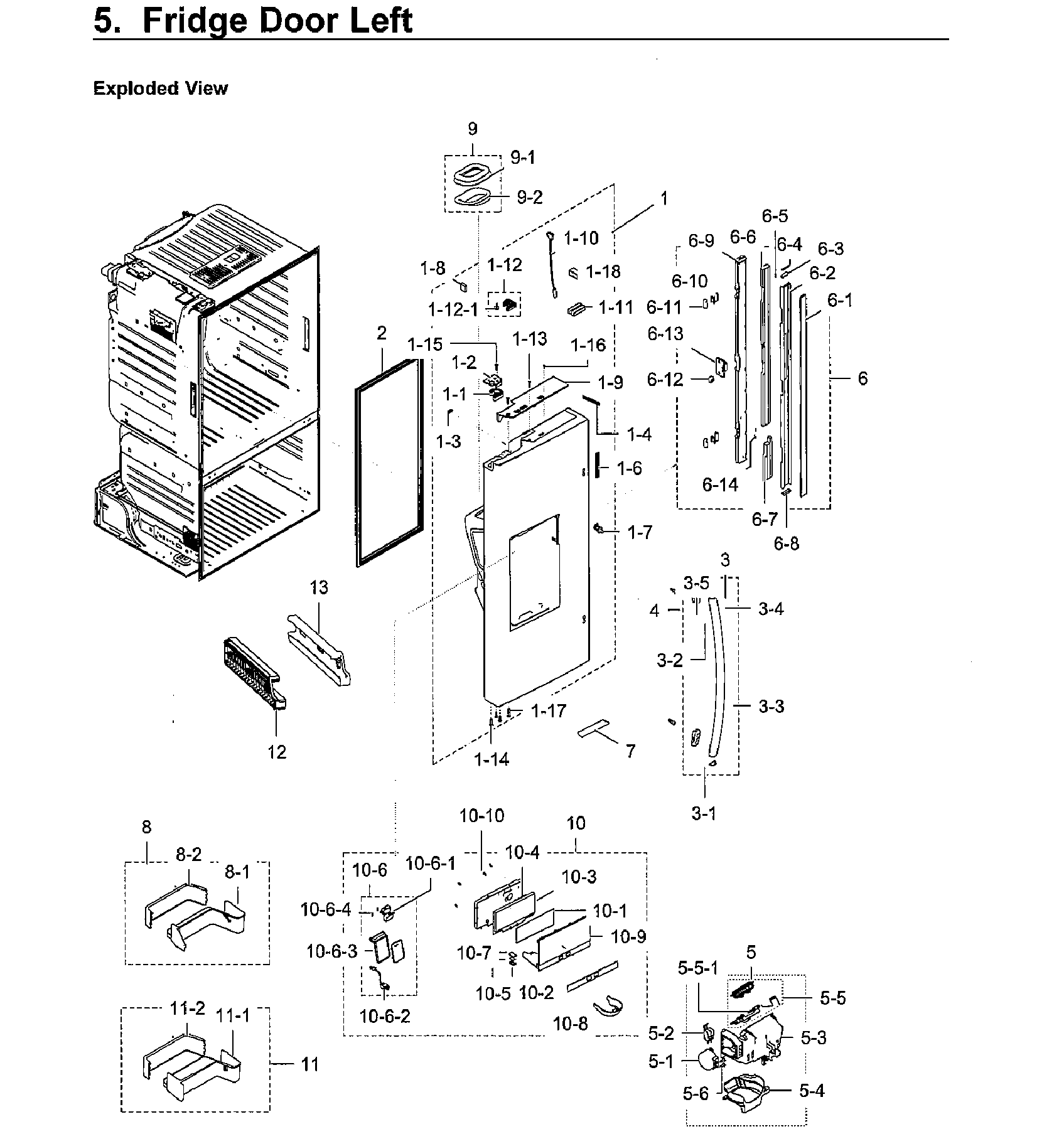 Fridge Door Lt Diagram and Parts List for RF23HCEDBWW AA-0010 Samsung Refrigerator
