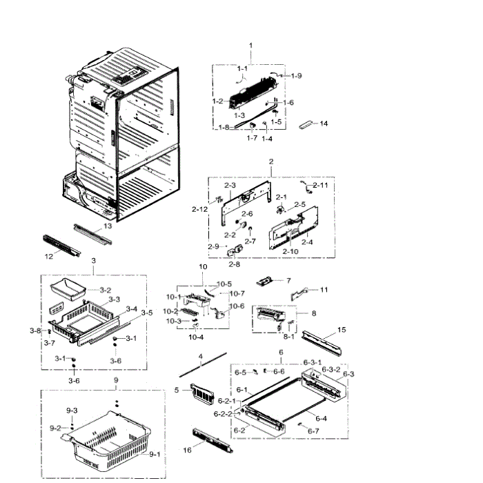 Freezer Diagram and Parts List for RF30HDEDTSR AA-05 Samsung Refrigerator