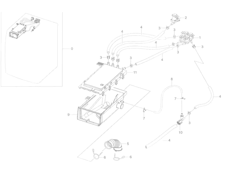 Housing Drawer Diagram and Parts List for WF45K6500AW A2-0000 Samsung Washer