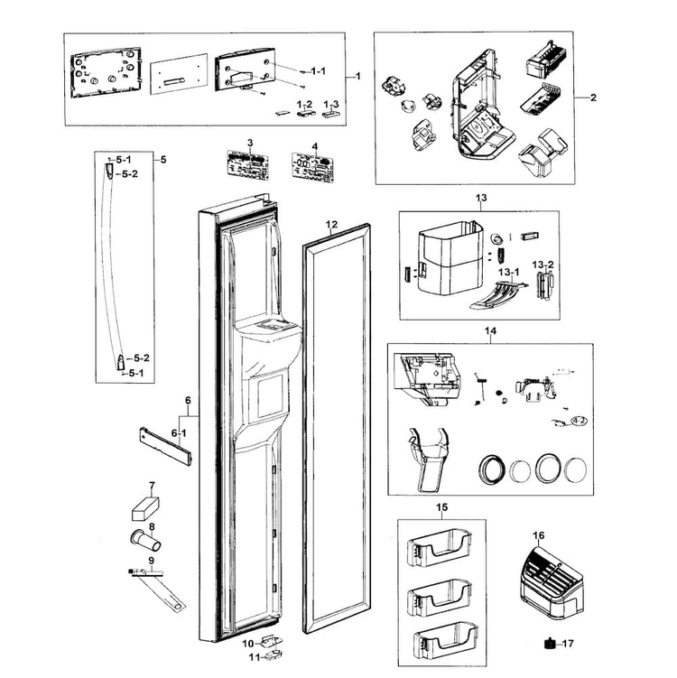 Left Door Diagram and Parts List for RS267TDWP XAA-0000 Samsung Refrigerator