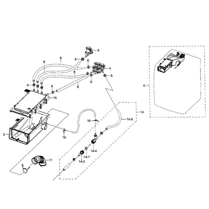 Housing Drawer Diagram and Parts List for WF511ABR XAA-02 Samsung Washer