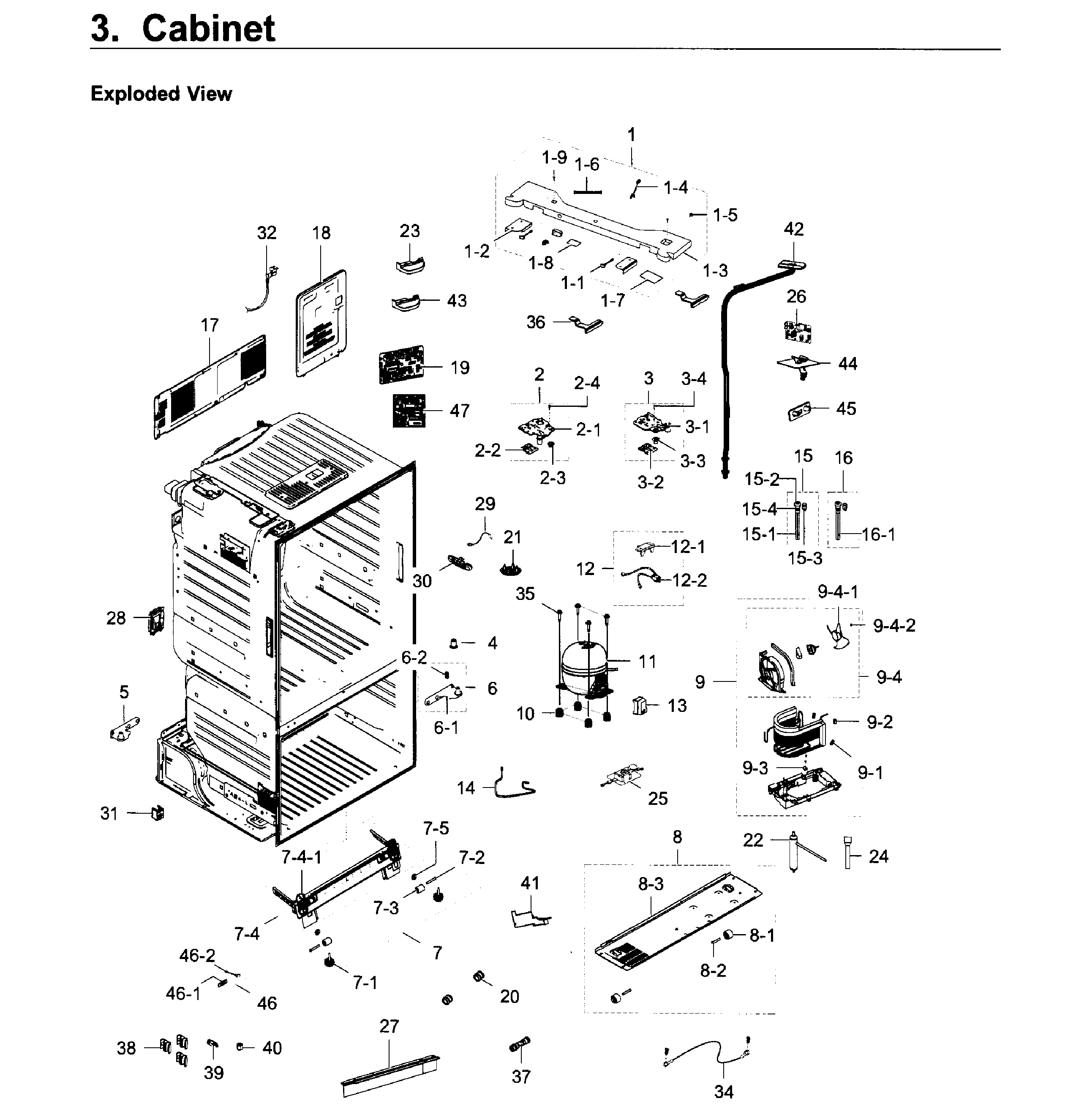 Cabinet Diagram and Parts List for RF23HCEDBSR AA-0013 Samsung Refrigerator