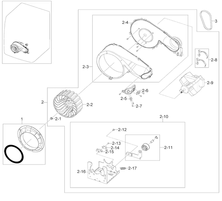 Motor Assy Diagram and Parts List for DV448AGW XAA-0002 Samsung Dryer