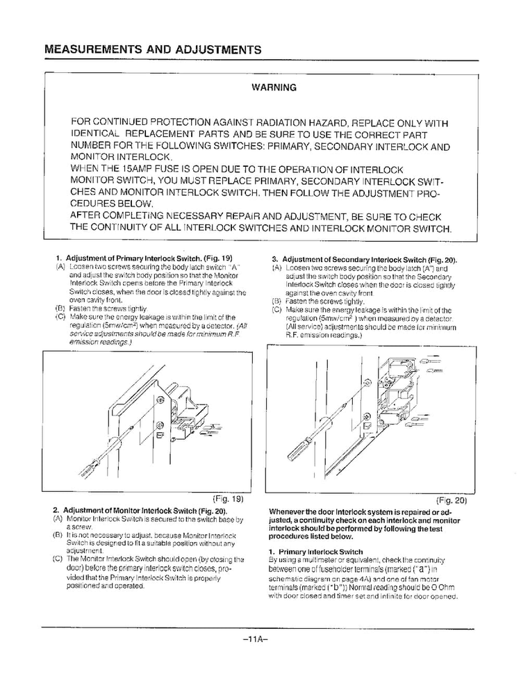 Measurements And Adjustments Diagram and Parts List for MW2030U XAA Samsung Microwave