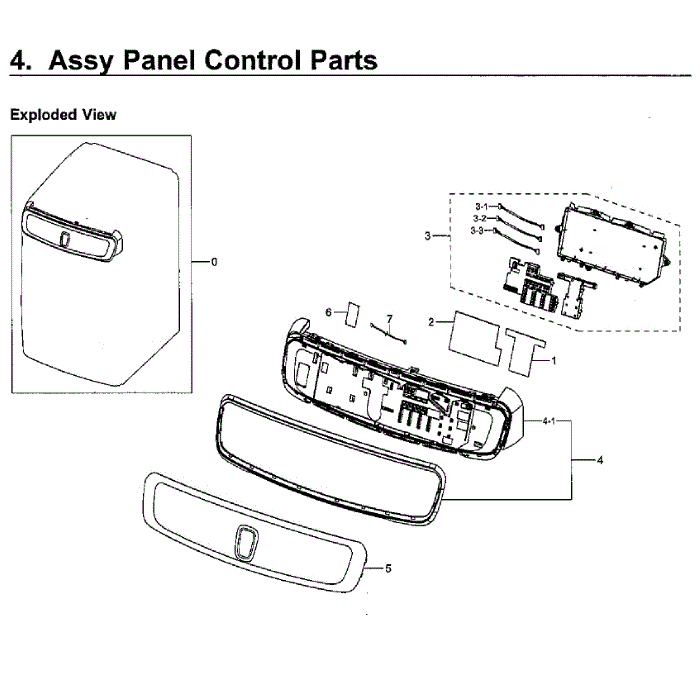 Control Panel Diagram and Parts List for WV60M9900AW A5-01 Samsung Washer