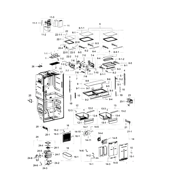 Fridge Diagram and Parts List for RF23J9011SR AA-03 Samsung Refrigerator